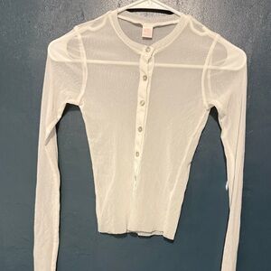 Only Hearts Sheer White Button-Down Shirt